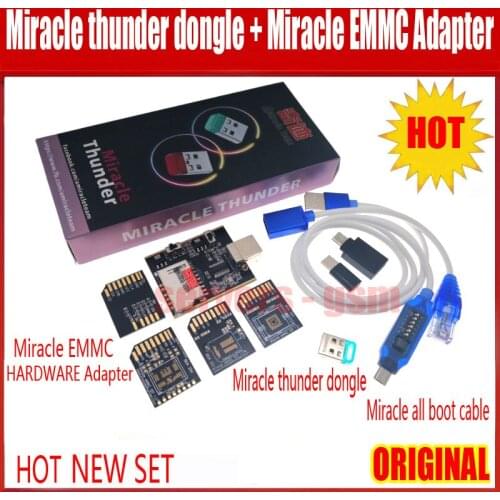 New Original Miracle thunder dongle+Miracle EMMC Hardware 1.0 universal Bga221 ,153, 254 Adapter plate+Miracle all boot cable