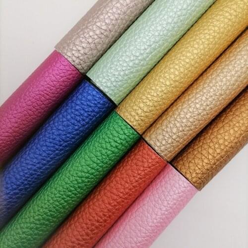 Onefly Wholesales Dropshipping Leather Supplier Mettalic Litchi Synthetic Faux Vinyl Leather Fabric Sheets For Bow DIY FZ143-A
