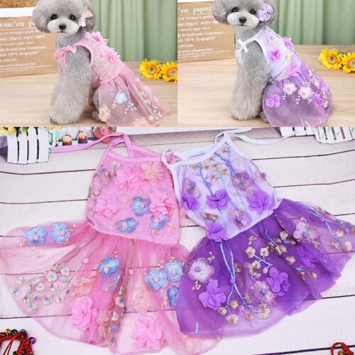 Dog Dress Luxury Dogs Weeding Dress Embroidery Lace Tutu Weeding Skirt Summer Dress chihuahua Dress For Wedding Party Clothes