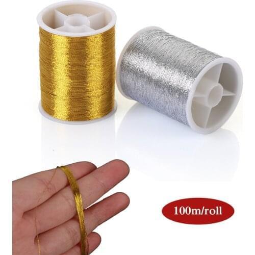100m/roll Gold/Silver Durable Overlocking Sewing Machine Threads Cross Stitch Strong Embroidery Floss DIY Sewing Accessories