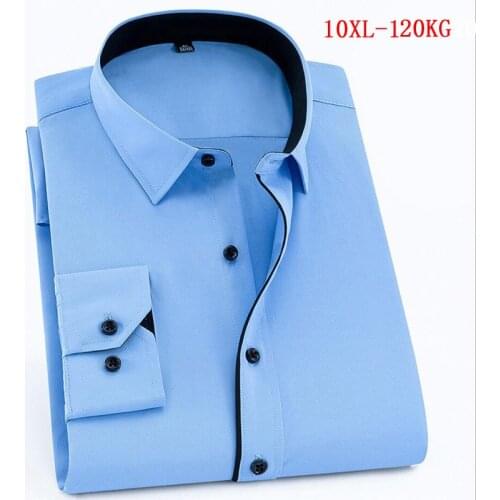 Men shirt formal long sleeve large size big 7XL 8XL patchwork wedding shirts Pink navy blue 9XL 10XL blouse purple