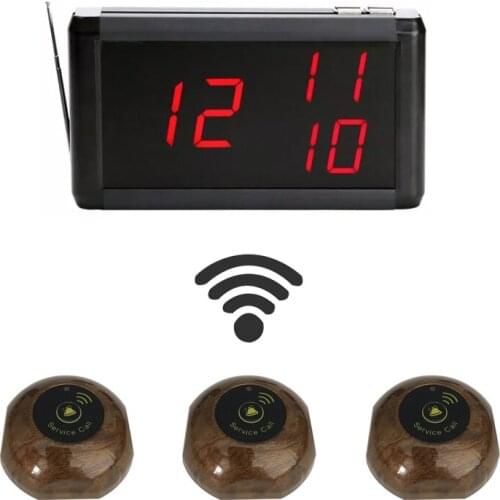 Waiter Calling System Restaurant Service 1 Host LED Screen Digital Display Receiver + 3 Single Key Buttons 433.92