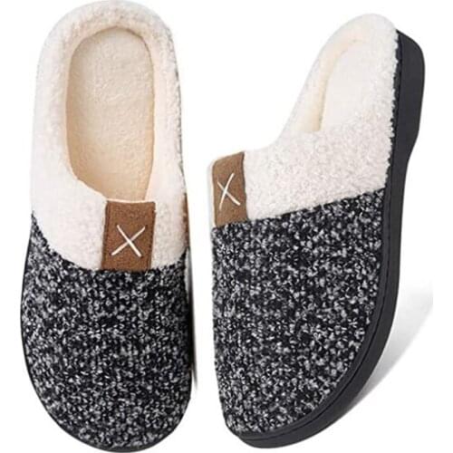 FZNYL Men Women Cozy Memory Foam Slippers Fuzzy Wool-Like Plush Fleece Lined House Shoes w/Indoor, Outdoor Anti-Skid Rubber Sole