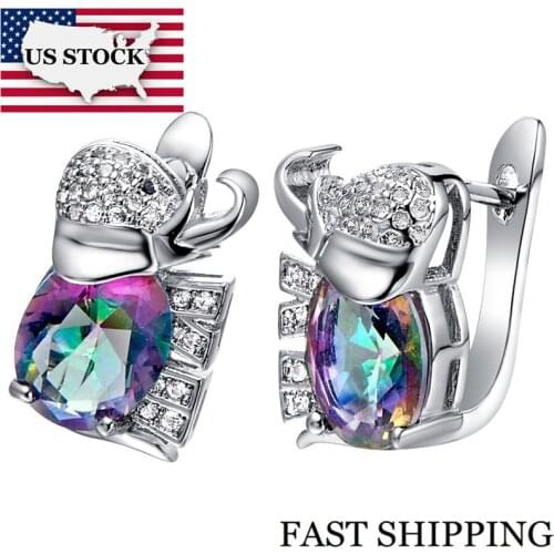 US STOCK Uloveido 15%off Fashion Jewelry Multicolor Crystal Women Girls Stud Earrings Anime Silver Brincos for Kids R769