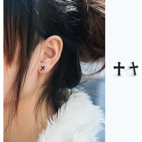 2019 New Fashion No Hole No Piercing Cross Magnet Magnetic for Men Women Earless Hole Punk Stud Earrings for Women Male Kids Boy