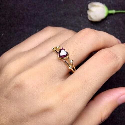 2020 heart style natural garnet ring for women silver jewelry real 925 silver gold plated good gem party gift lucky birthstone
