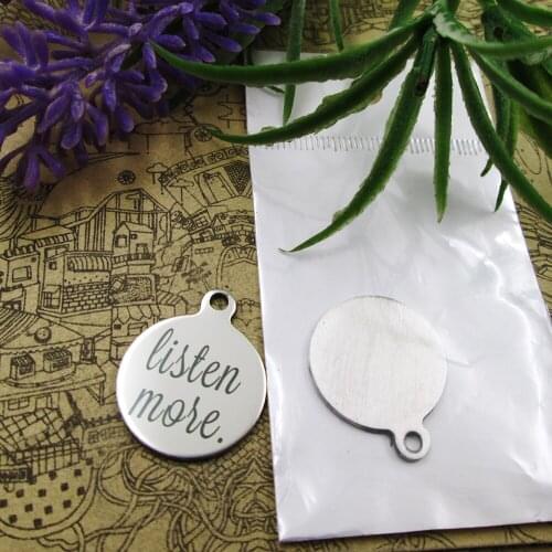 20pcs--"Listen more"stainless steel charms 5 styles for choosing DIY Charms for necklace bracelets