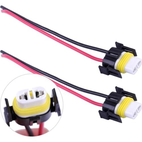 2Pcs Auto Lighting Converter Adapter H11 Female Ceramic Wire Harness Extension Socket Adapter with Line Cable for Headlights
