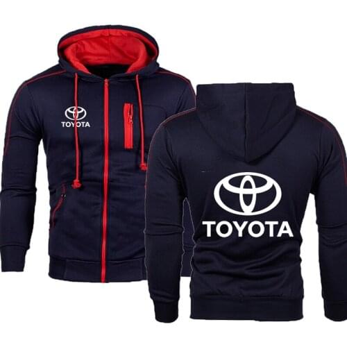 2021 Mens Hoodies Toyota car logo printing Casual Harajuku color Hooded Fleece Sweatshirts zipper Jacket Clothing