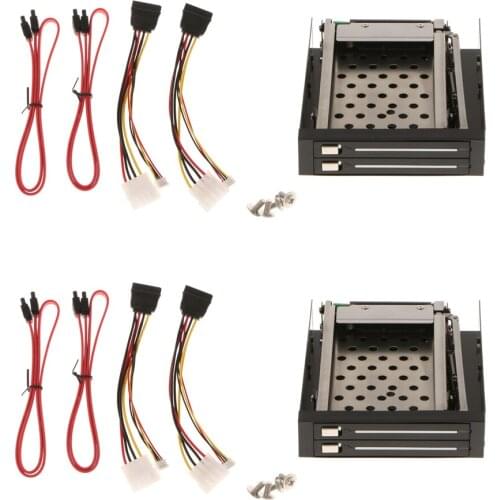 2xDual Bay 2.5'' SATA Hard Drive HDD SSD Trayless Caddy Internal Mobile Rack