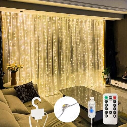 3M LED Curtain String Fairy Lights USB Flash Christmas New Year Garland Wedding Holiday Party Indoor Bedroom Window Decoration