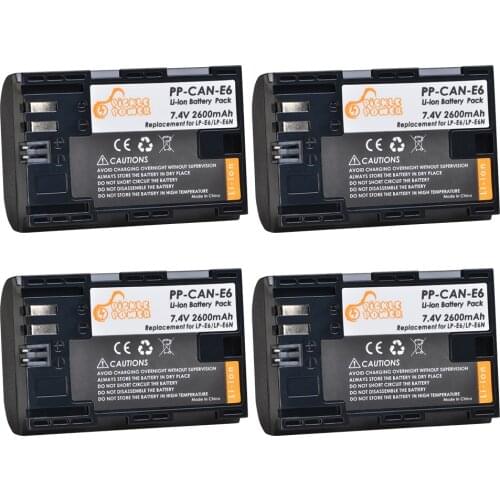 4pcs LP-E6 LP-E6N Battery Pack for Canon EOS 5DS R Mark II 2 III 3 5D Mark II III IV 6D 60D 60Da 7D 7DII 70D 80D