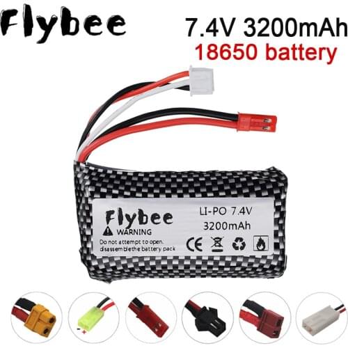 7.4V 1500mAh 18650 lipo battery for Syma S033g Q1 H100 H101 H102 H103 Udi U12A FT009 rc boats model EL-2P/SM/JST/T plug