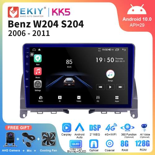 EKIY QLED 1280*720 Autoradio Android 10 Car For Mercedes Benz W204 S204 2006-2011 Car GPS Navi Multimedia Video Player Stereo
