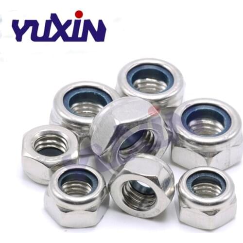 Free Shipping 200pcs DIN985 M2 M2.5 M3 M4 M5 M6 Stainless Steel 304 Nylon Insert Hex Lock Nuts A2 Hexagon Nyloc Self Locking Nut