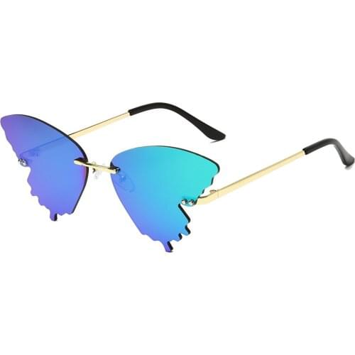 Brand Design Fashion Cat Eye Sunglasses Women Rimless Metal Sun glasses Mirror Sunglass UV400 Shades Eyewear Oculos de sol