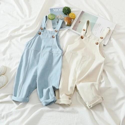 Childrens Overalls Baby Boys and Girls Solid Overalls 0-4 Years Old Baby Solid Casual Suspender Pants Overalls Toddler Trousers