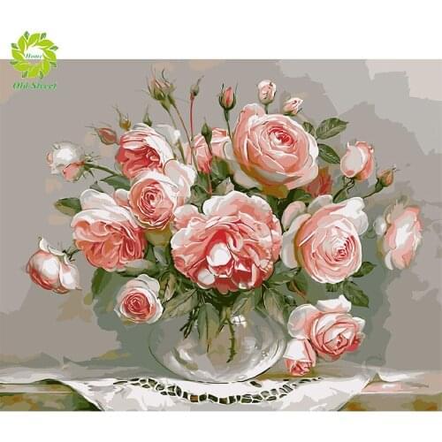 DIY Diamond Painting Flowers Full Square pebble round Diamond Embroidery Vase Mosaic Art Kit Home Decoration