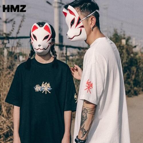 HMZ Couple T shirt Casual Chinese Character Printed Tee Men T-shirt 2021 Fashion Man half Sleeve Tops Oversize Male Clothing