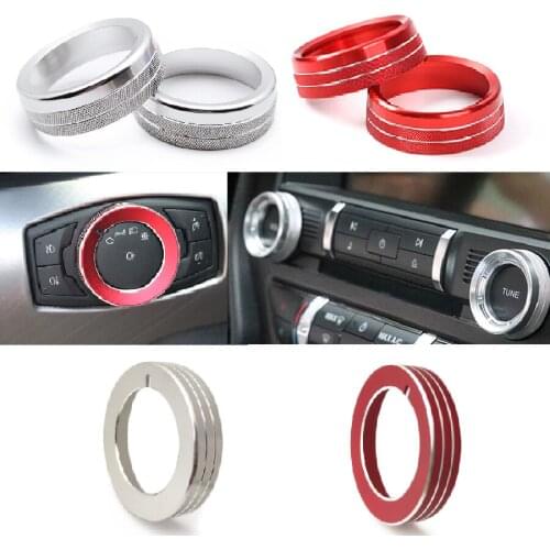 JEAZEA 3x Auto Car Air Conditioner Knob HeadLight Switch Button Trim Cover Ring Decoration Circle Fit for Ford Mustang 2015-2018