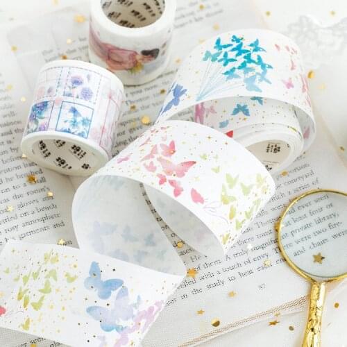 4cm*500cm Kawaii Cute Grid Gold Butterfly Planet Washi Tape Masking Tape School Office Supplies Bullet Journal Papeleria sl1396