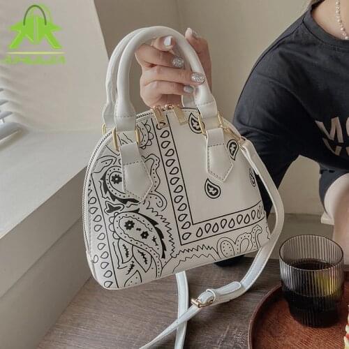 Fashion Women PU Leather Small Shoulder Messeger Bags New Trend Shell Crossbody Bag Ladies Printing Zipper Casual Purse Handbags
