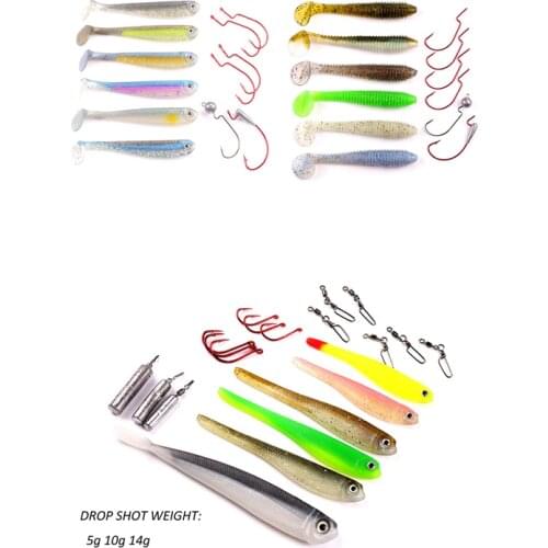 Mizugiwa Drop Shot 45 Kit Inc Soft Shad Tail Minnow Bait Hook Weight Snap Swivels Worm Hooks Jighead Hook Bass Swimbaits