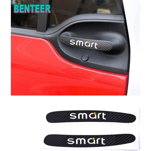2pcs Carbon Fibre car door handle sticker for Mercedes Benz Smart Fortwo