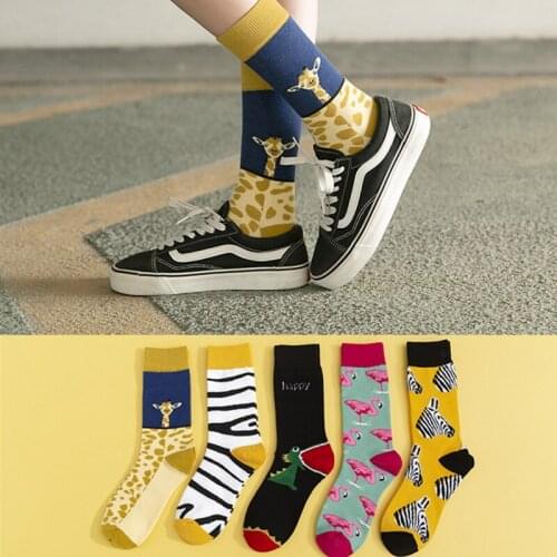 Trendy socks ladies tube socks dinosaur pattern cartoon cute fashion 2021 new womens socks comfortable shop manager recommendat