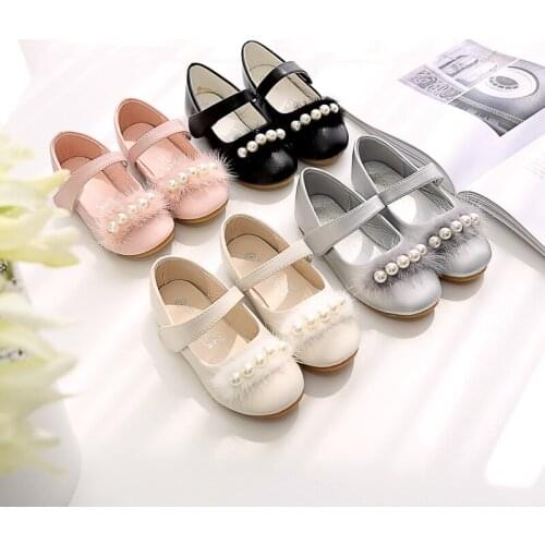 New 2018 Kids Baby Flowers Children Princess Leather Toddler Shoes For Little Girl Beaded Dance Wedding Party Dress Shoes