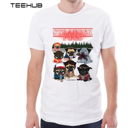 TEEHUB New Arrival 2019 Men Fashion STRANGER PUGS Printed T-Shirt Short Sleeve Casual O-neck Tee Hipster Cool Tops
