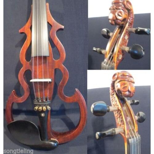 Streamline carved animal scroll 4strings 4/4 electric violin,solid wood
