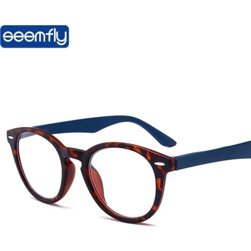 Seemfly Blue Leopard Round Reading Glasses Classic Presbyopic Goggles Men Women Ultralight Diopter Eyewear +1.0 +1.5 +2.0 +2.5
