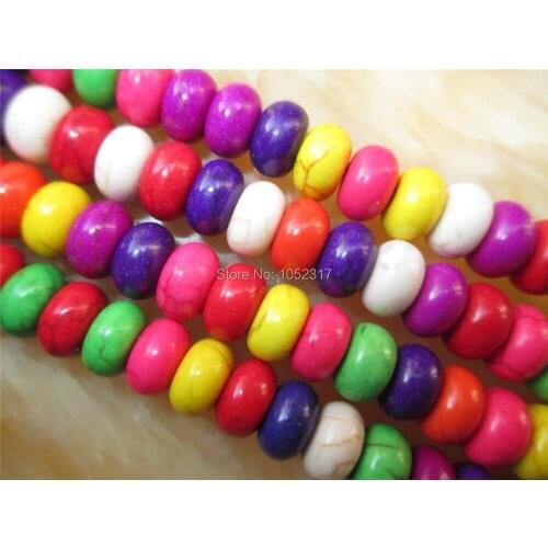 Wholesale 10mm Bead Length 40cm Bead Howlite stone Rainbow Colorful Bead Carved Cylindrical Loose Bead charm