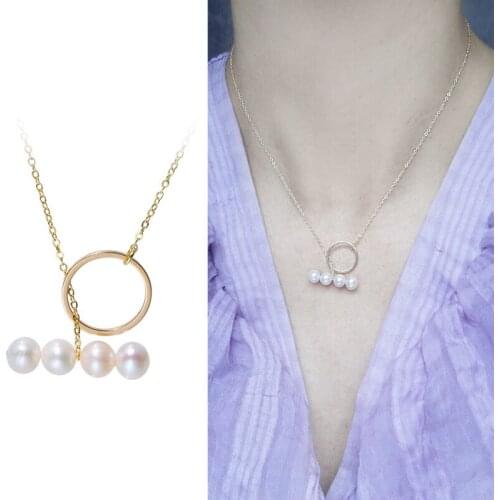 Gold Plated Real Natural Freshwater Pearl Necklace Fashion Charm Jewelry Anniversary Party Wedding Gift for Women Girl 10pcs/lot