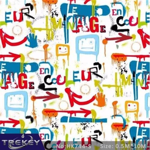 [Width 0.5M ] Graffiti Water Transfer Printing Film, 5 Sqm Hydrographic film,Pva Water Soluble Film Hidrografik HK744-S