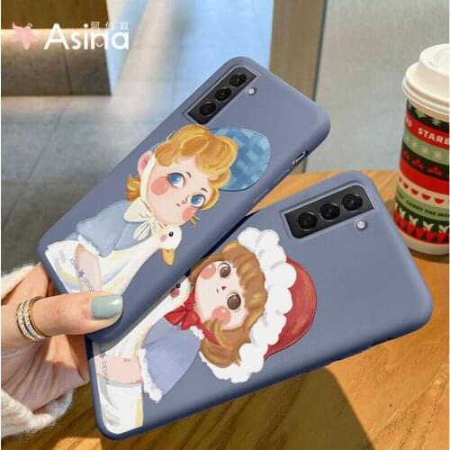 ASINA Cute Couple Case For Samsung Galaxy S21 Ultra S20 S10 S9 Plus Soft Liquid Silicone Cover For Samsung Note 9 10 20 Fundas
