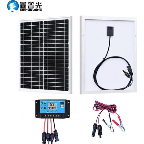 18V 20W Glass Solar Panel Monocrystalline Silicon Rigid Glass Panel Solar Kit For Street Lamp RV Boat Water Pump Battery Charger