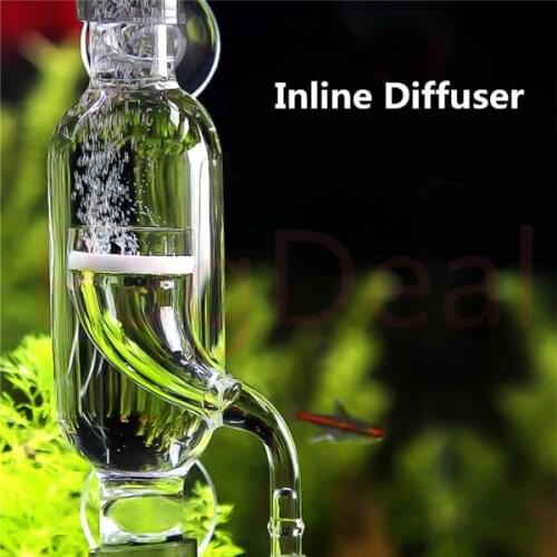 Glass Inline CO2 Atomizer Diffuser System 12/16 16/22 Aquatics Water Planted Aquariums Fish Tanks CO2 Diffuser Reactor Injector