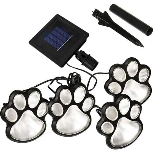 LED Cat Claw Print Solar Lawn Lights, Set of 4 Dog,Cat,Puppy Animal Garden Lights Lamp for Pathway,Lawn,Yard,Outdoor Decorations