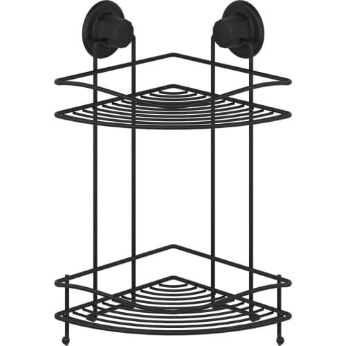 Vacuum Two Tier Bathroom Corner Shelf Matte Black Shower Rack Chrome Strap Bathroom Layout Metal Hanger Soap Dish Shampoo Rack