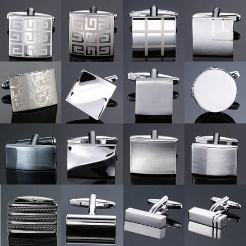 XKZM New luxury jewelry brand Cuff-links High-grade Laser square check pattern metal Cufflinks mens shirts free shipping