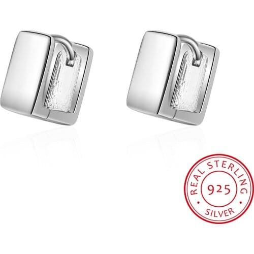 2019 Hot 925 Sterling Silver Cute Square Hoop Earrings For Women smooth Luxury Sterling Silver small Earring Jewelry
