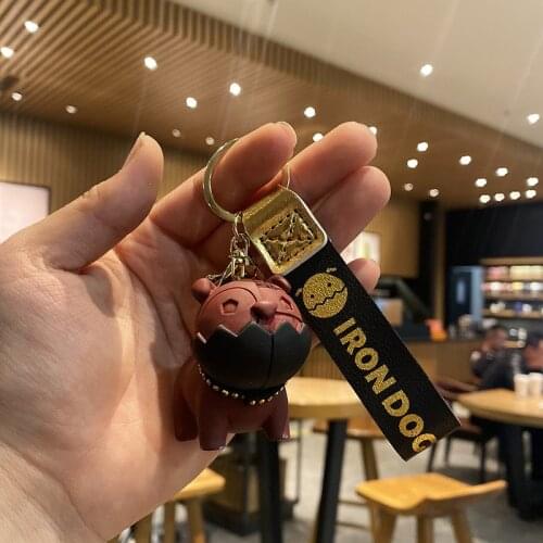 Lady Bag Toy Cartoon Mechanical Dog Key Rope Ornament Leather Dog Key Chain Pendant Car Key Ring Key Chain Movable Doll