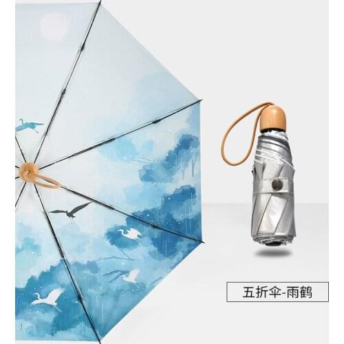 Mini Pocket Women Umbrella Sun UV Protection Ultra Light Small Portable Compact Silver Coating Japanese Travel Rain Gear A6A