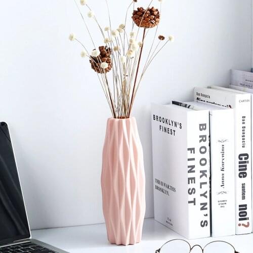 1pc Origami Plastic Vase White Imitation Ceramic Flower Pot Flower Basket Flower Vase Decoration Home Nordic Decoration