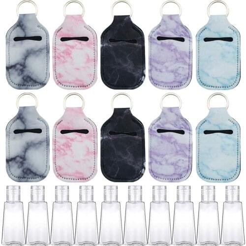 30ml Refillable Bottles Hand Sanitizer Bottles with Keychain Holder with Bottle Cover Portable Silicone Bottle Soap Saver 10set