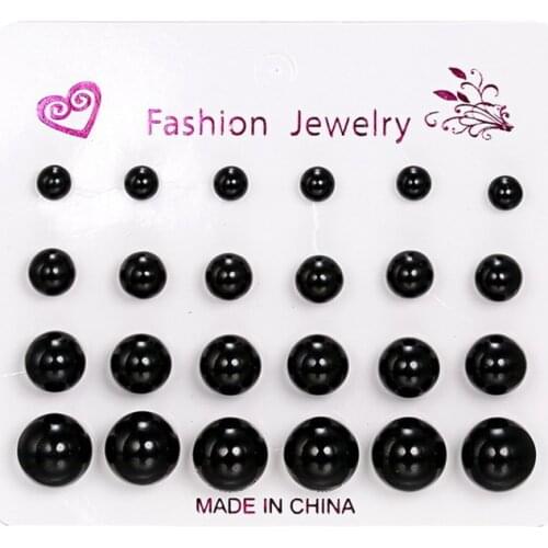 12 pairs/set Crystal Simulated Pearl Earrings Set Women Jewelry Accessories Piercing Ball Stud Earring kit Bijouteria brincos