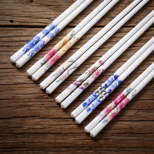 2020 New Design 10Pair/Set Ceramic Chopsticks Blue And White Porcelain Chopsticks Environmental Protection Bone China Tableware