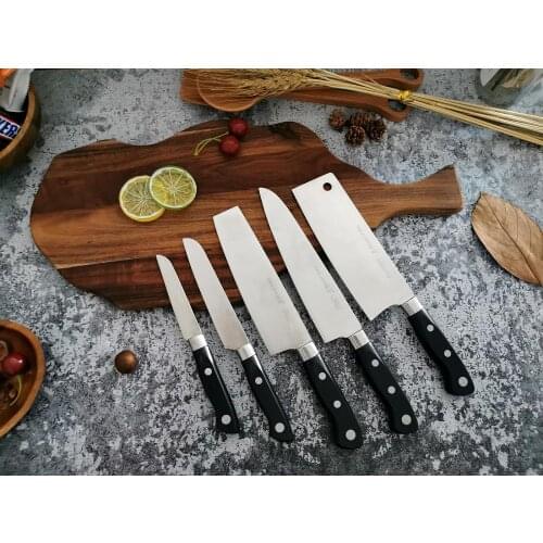 4-PCS Stainless steel kitchen knives sets with Cleaver knife,Nakiri knife,Chef knife and Paring knife,Non-stick double wave blad